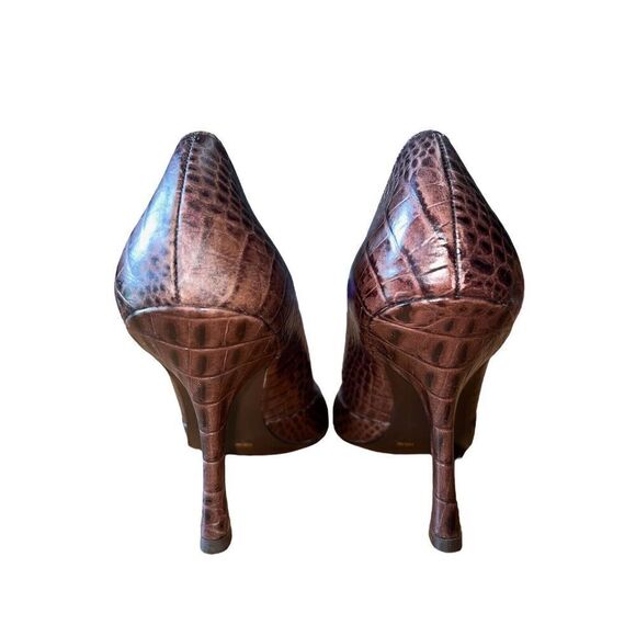 BCB Girls Katchen-BC Chocolate Color Crocodile Pattern Pointed Toe Womens Sz 10 - Picture 7 of 14